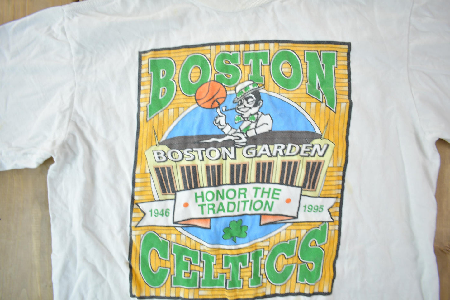 Vintage 1995 Boston Celtics Boston Garden NBA Basketball Graphic T-Shirt / Made In USA / Size XL / Celtics Tee from propervintagecanada
