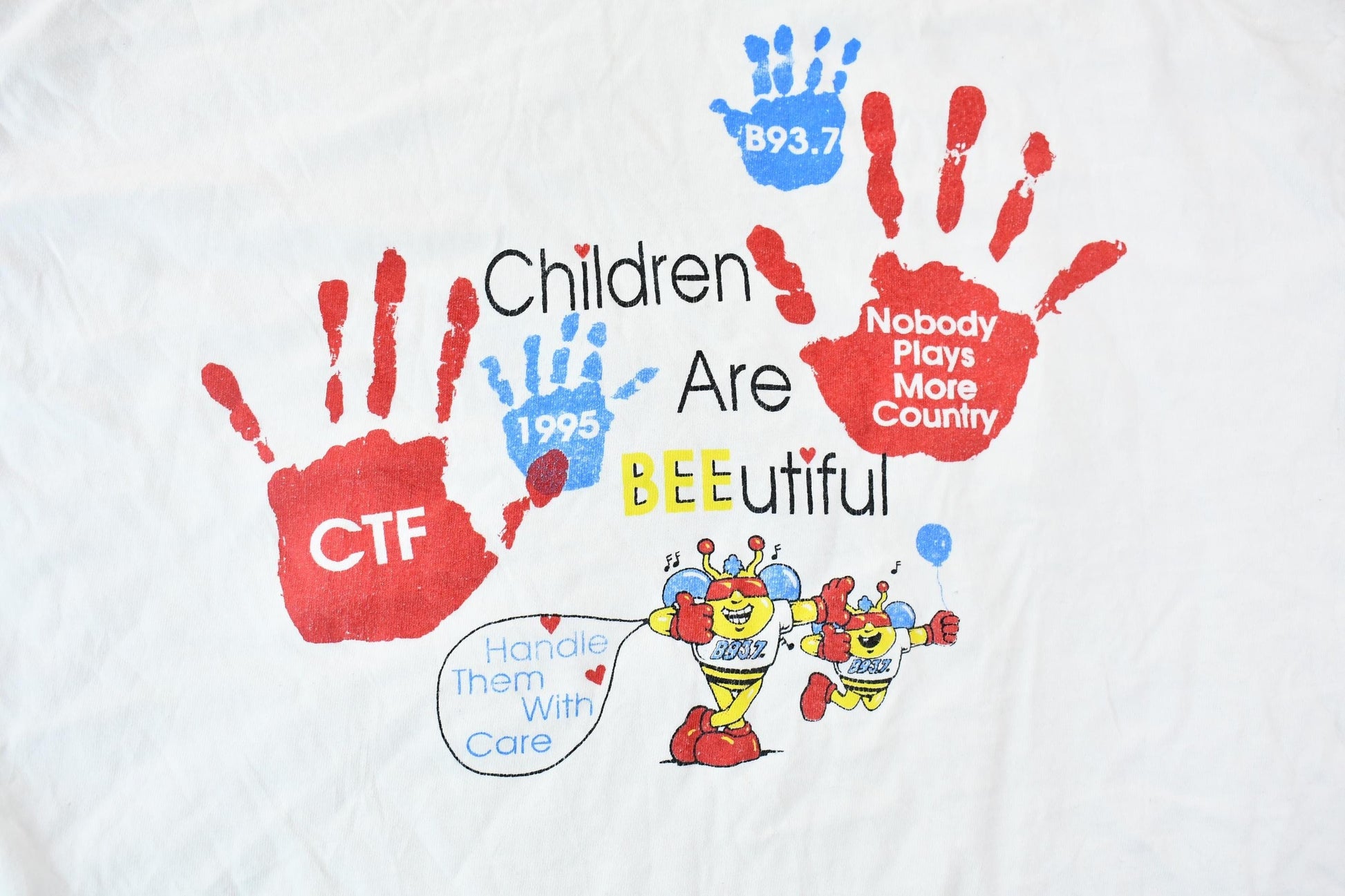 Vintage 1995 Greenville South Carolina B93.7 Children's Trust Fund Single Stitch Graphic T-Shirt Men's Large from propervintagecanada