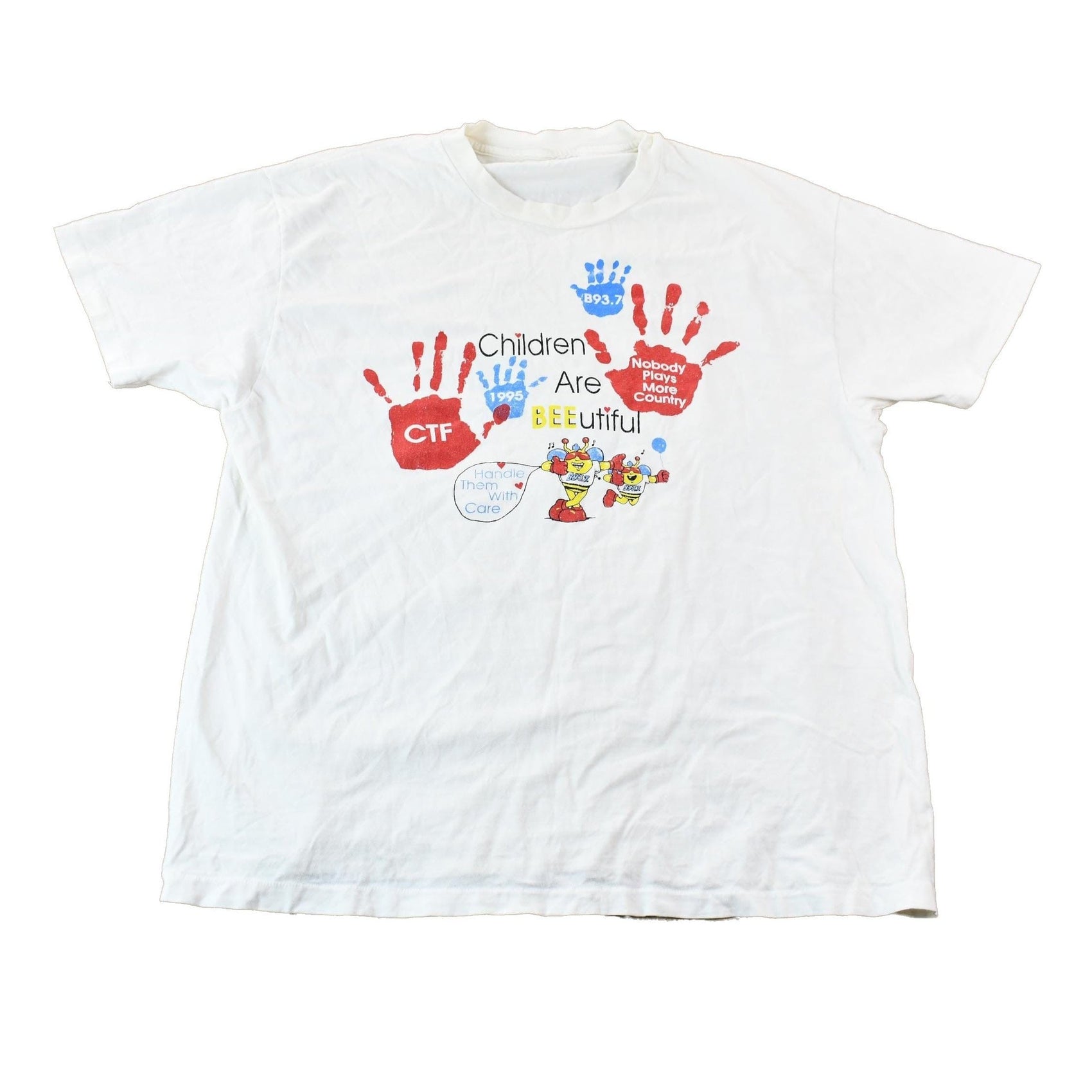 Vintage 1995 Greenville South Carolina B93.7 Children's Trust Fund Single Stitch Graphic T-Shirt Men's Large from propervintagecanada