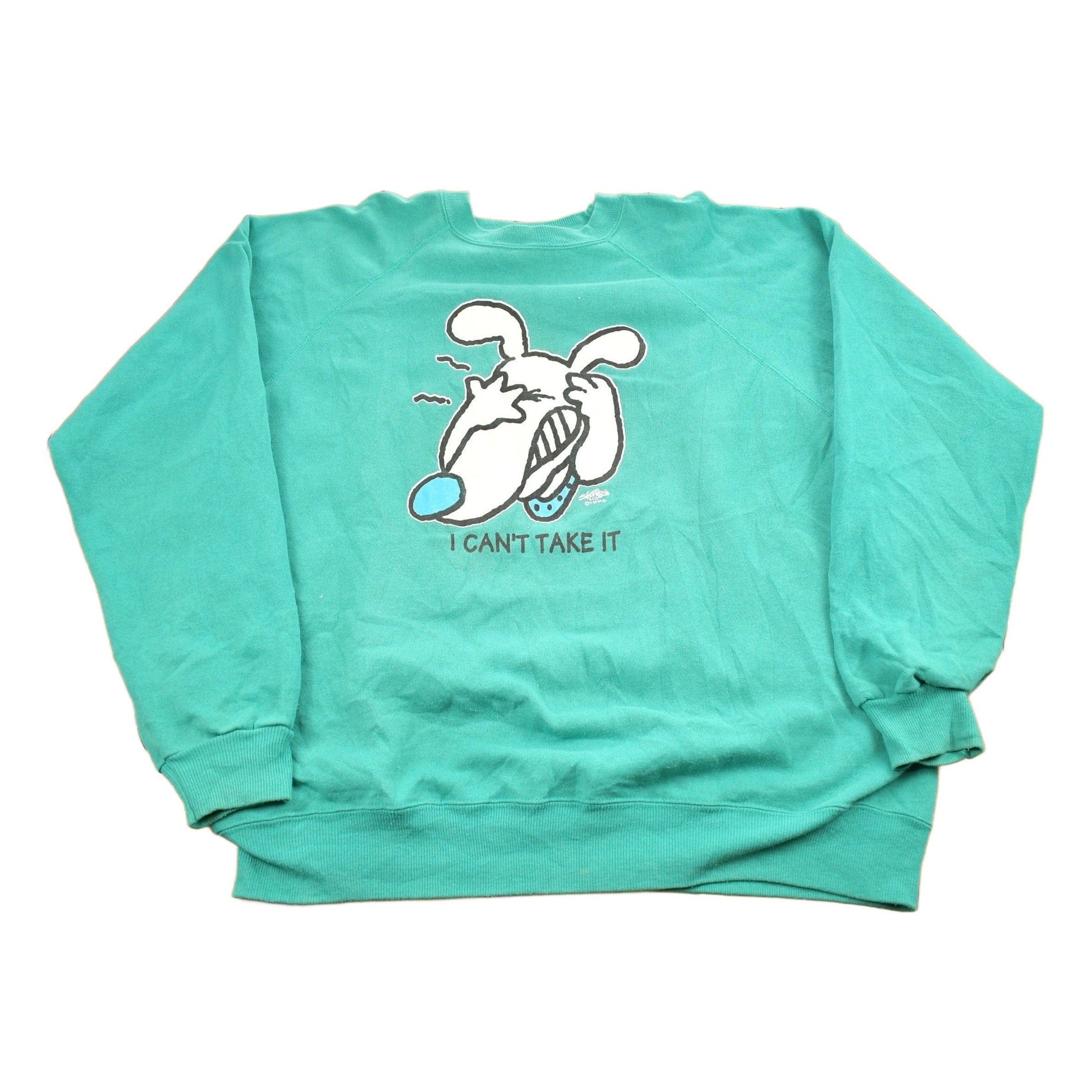 Vintage 1995 "I Can't Take It" Dog Graphic Crewneck Sweatshirt Men's XL from propervintagecanada