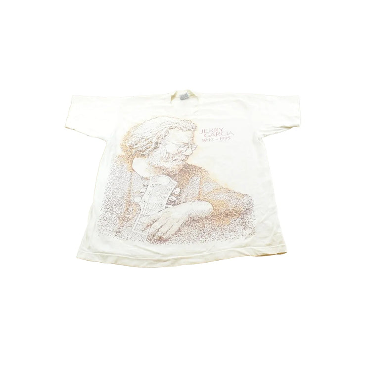 Vintage 1995 Jerry Garcia RIP All Over Print Graphic T-Shirt Mens XL from propervintagecanada