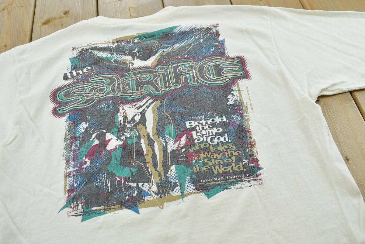 Vintage 1995 Jesus Sacrifice T-Shirt Men's L / Christian / Christianity / Made in USA / 90s Streetwear / God Bible Verse / Single Stitch from propervintagecanada
