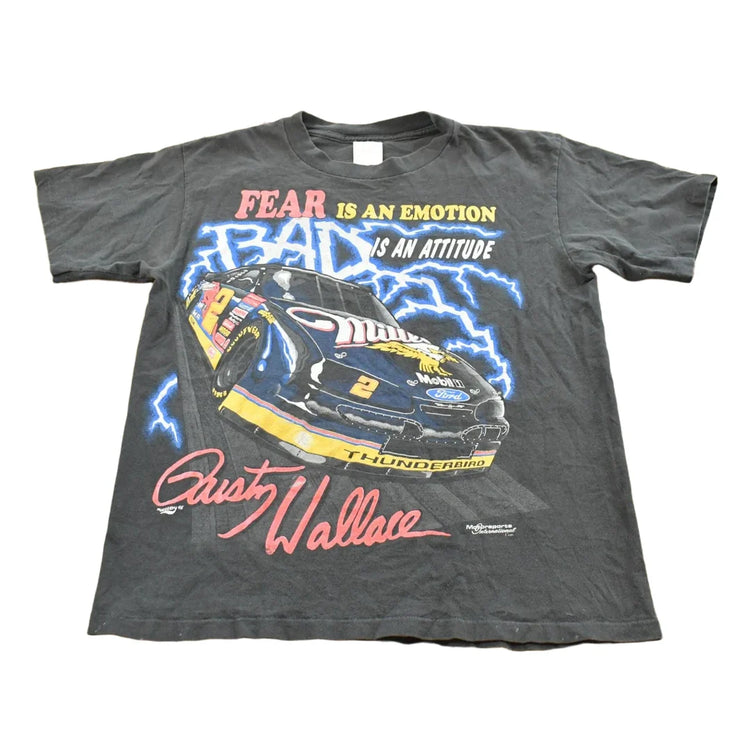 Vintage 1995 Nascar Rusty Wallace Miller Genuine Draft Fear Attitude Racing T-Shirt Men's Men's Medium from propervintagecanada
