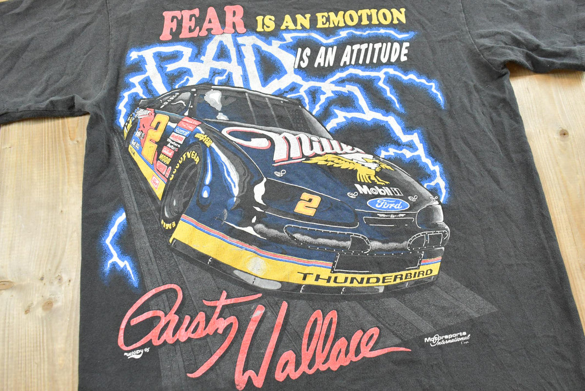 Vintage 1995 Nascar Rusty Wallace Miller Genuine Draft Fear Attitude Racing T-Shirt Men's Men's Medium from propervintagecanada
