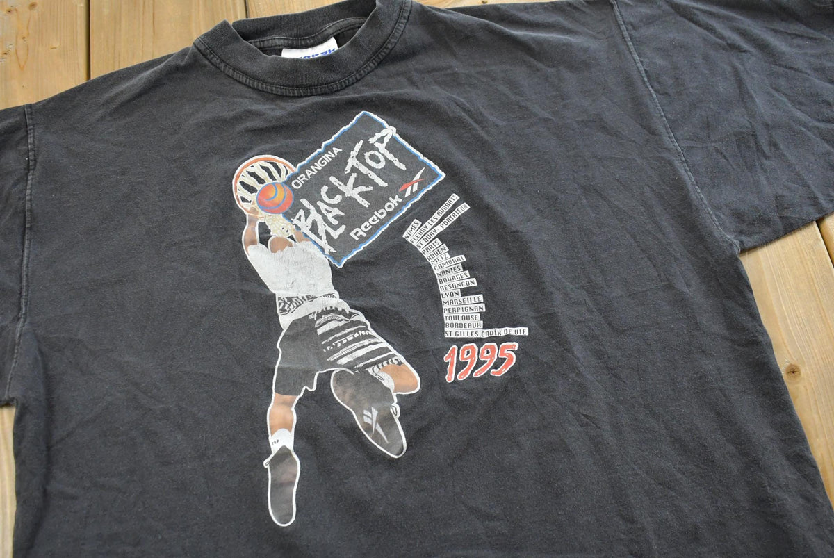Vintage 1995 Reebok Blacktop France Tour Graphic T-Shirt Mens M from propervintagecanada