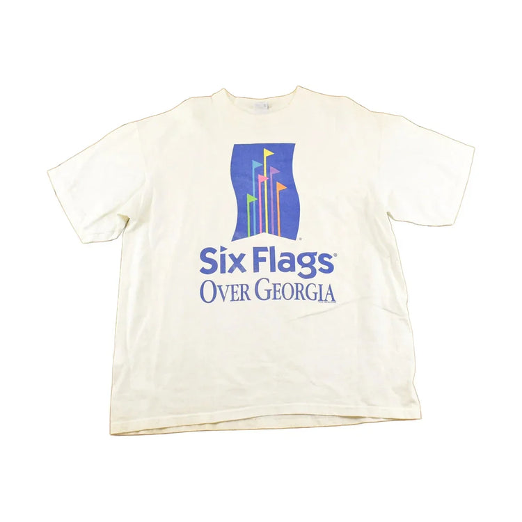 Vintage 1995 Six Flags Georgia Souvenir Travel T-Shirt Men's XL from propervintagecanada
