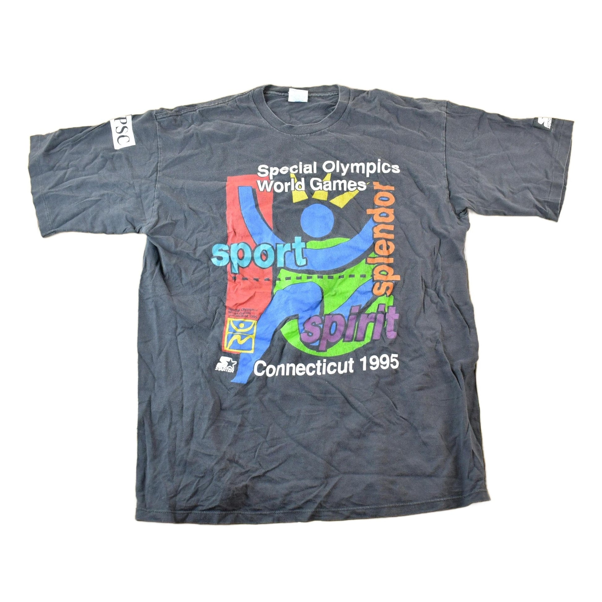 Vintage 1995 Starter Special Olympics World Games Souvenir Single Stitch Graphic Print T-Shirt Men's Large from propervintagecanada