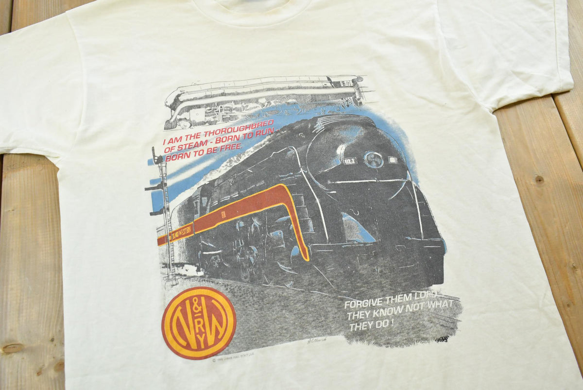 Vintage 1995 Steam Train Single Stitch T-Shirt Mens L from propervintagecanada