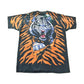 Vintage 1995 Tiger Theme All Over Print Liquid Blue Double Sided Graphic T-Shirt from propervintagecanada
