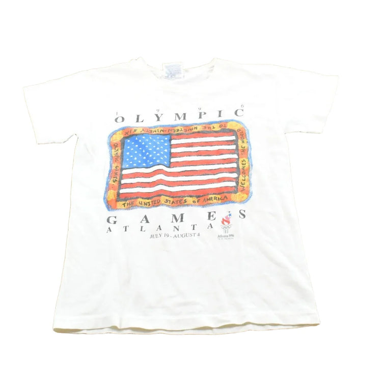 Vintage 1996 Atlanta Olympic Games American Flag Souvenir T-Shirt Men's XS from propervintagecanada