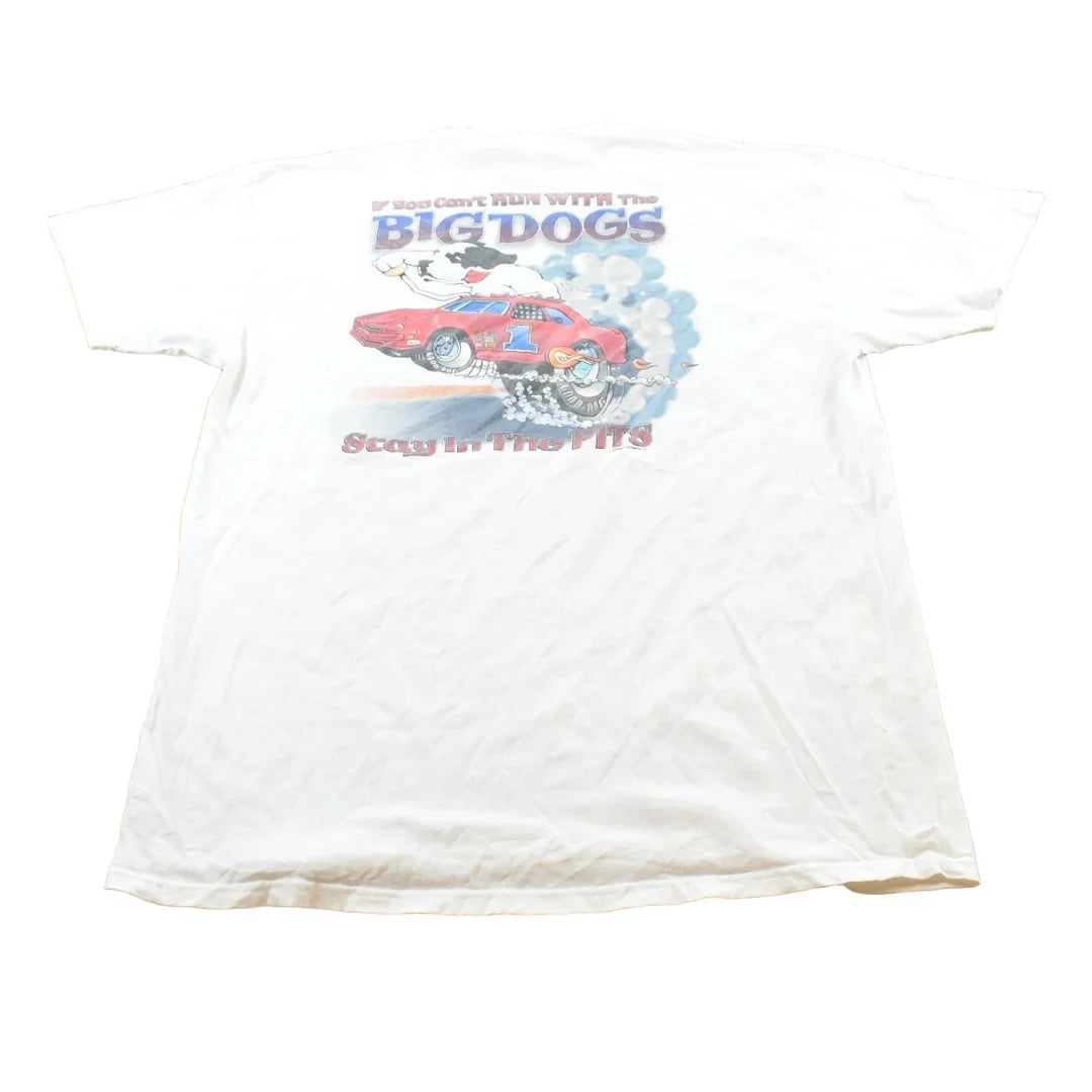 Vintage 1996 Big Dogs Stay in the Pits Racing Funny Graphic T-Shirt Mens XL from propervintagecanada