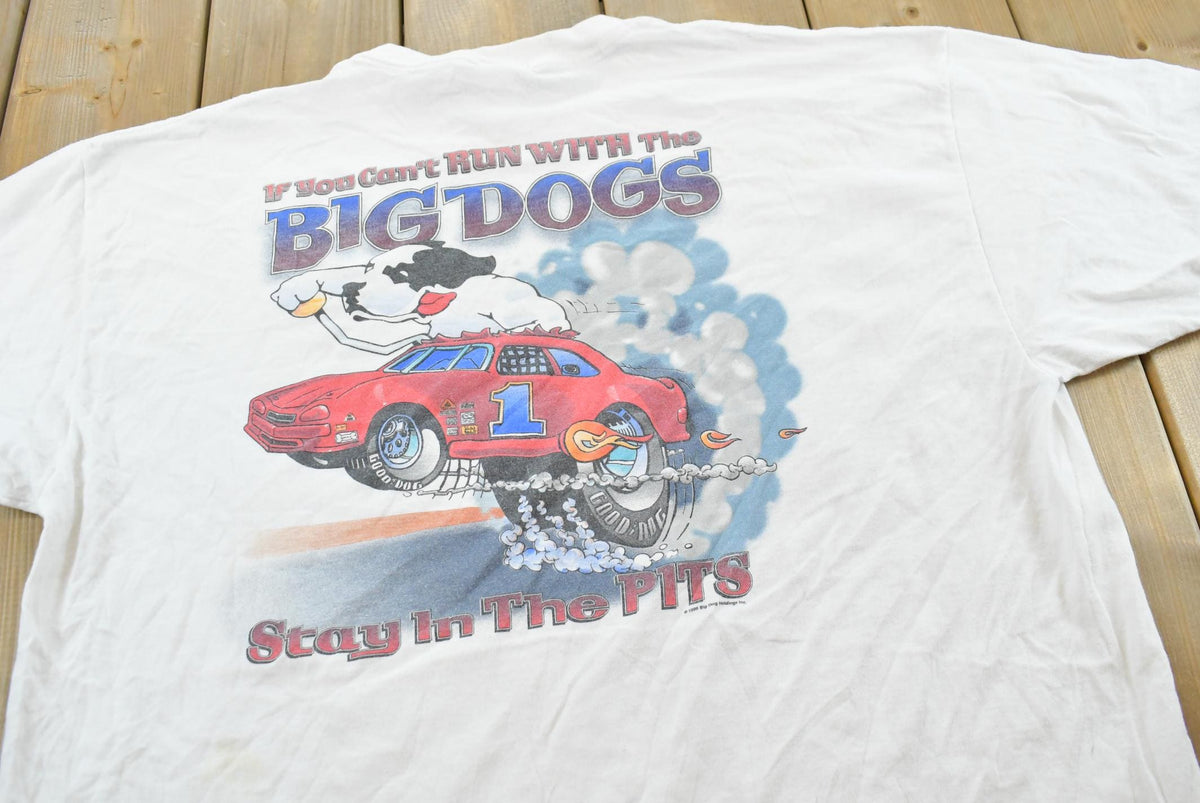 Vintage 1996 Big Dogs Stay in the Pits Racing Funny Graphic T-Shirt Mens XL from propervintagecanada