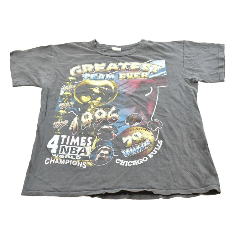 Vintage 1996 Chicago Bulls Greatest Team Ever NBA Basketball Rap Tee Style T-Shirt Mens L from propervintagecanada