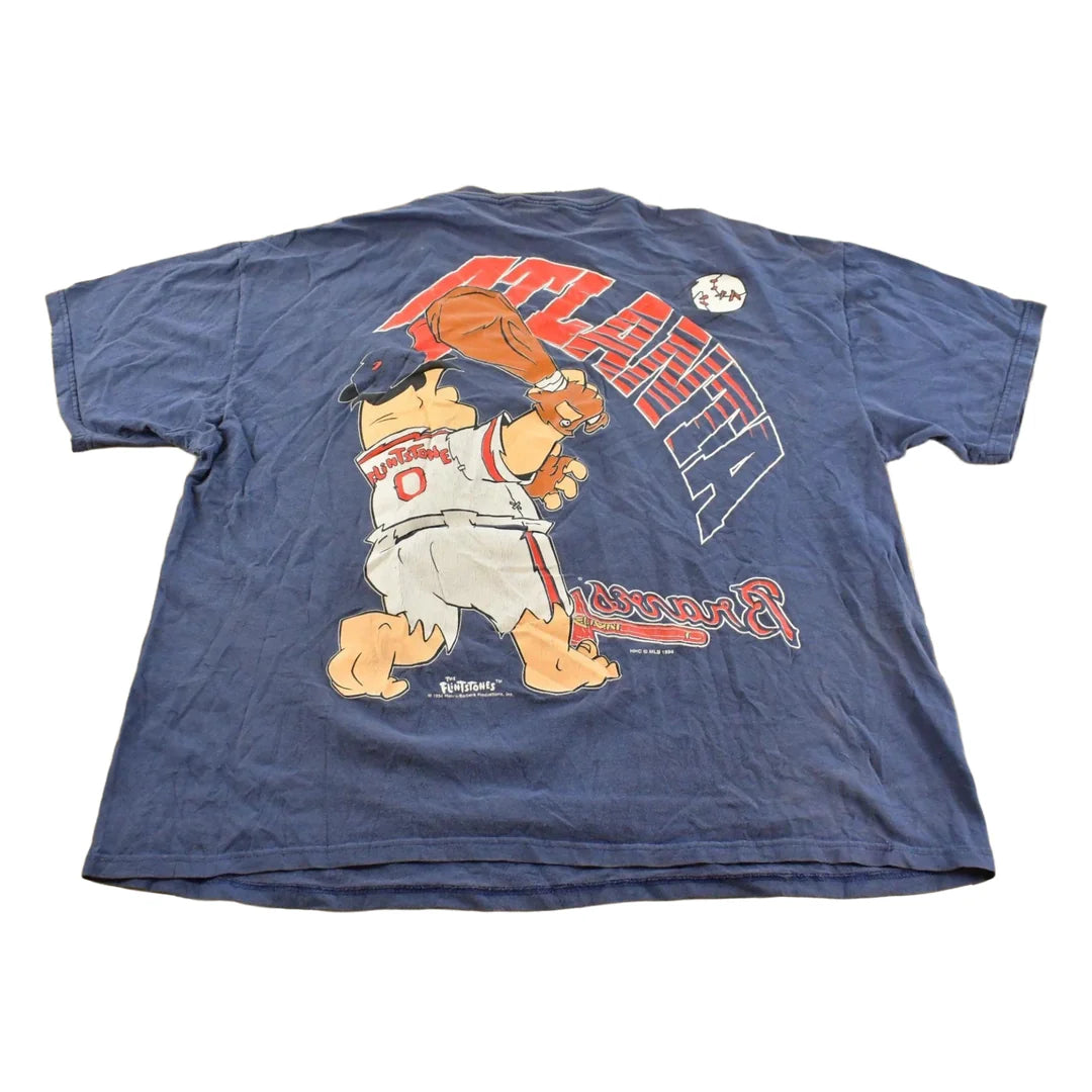 Vintage 1996 Flintstones Atlanta Braves MLB Baseball Graphic T-Shirt Men's XL from propervintagecanada