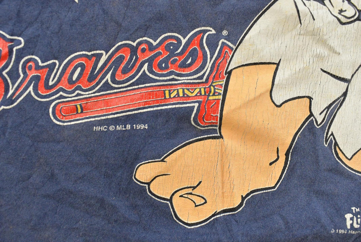 Vintage 1996 Flintstones Atlanta Braves MLB Baseball Graphic T-Shirt Men's XL from propervintagecanada