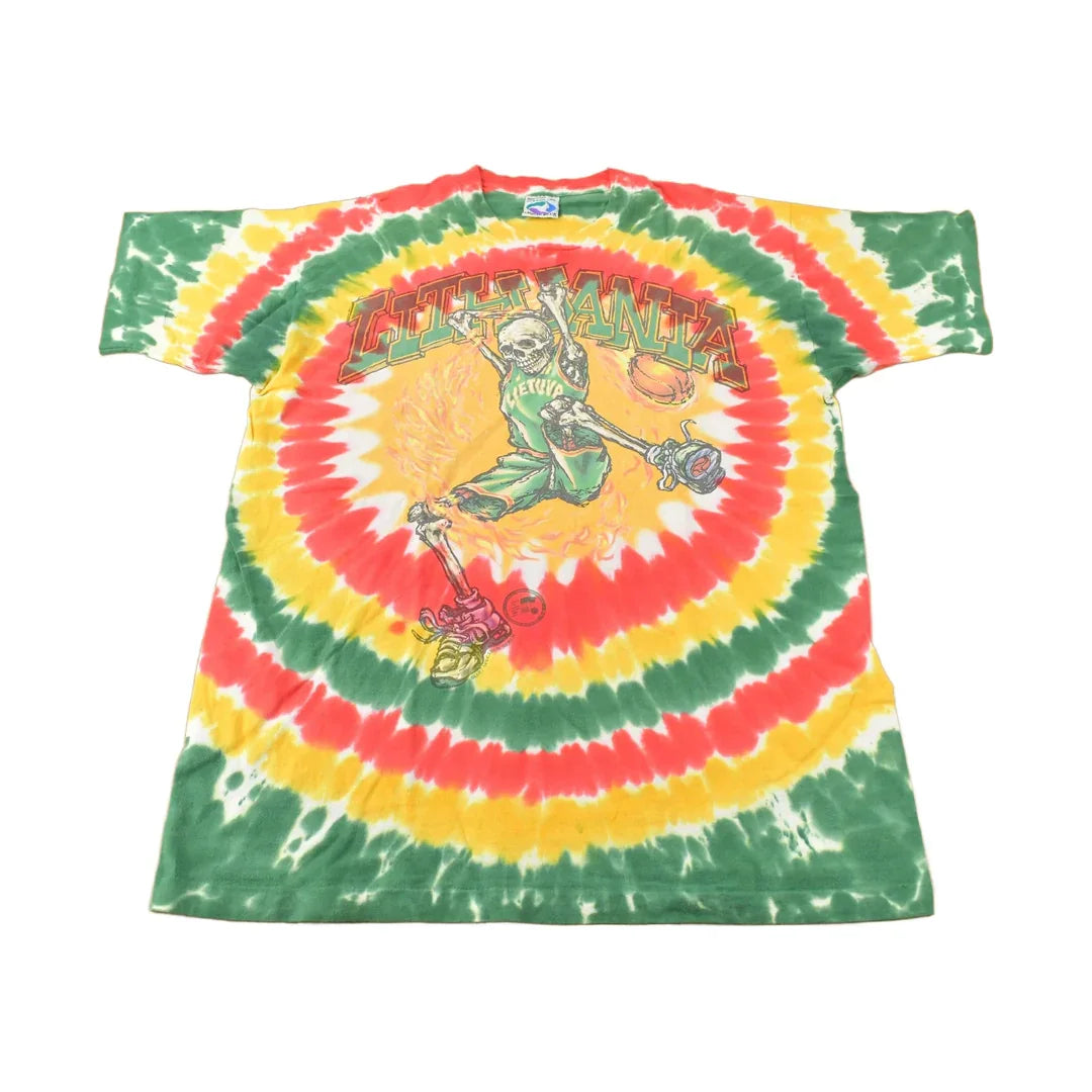Vintage 1996 Grateful Dead Lithuania Lithuanian Basketball Team tie Dye Band T-Shirt from propervintagecanada