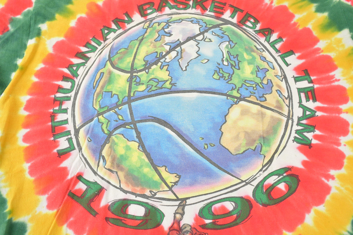 Vintage 1996 Grateful Dead Lithuania Lithuanian Basketball Team tie Dye Band T-Shirt from propervintagecanada