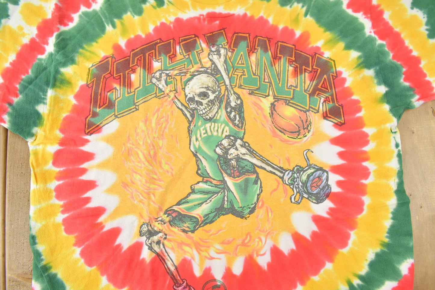 Vintage 1996 Grateful Dead Lithuania Lithuanian Basketball Team tie Dye Band T-Shirt from propervintagecanada