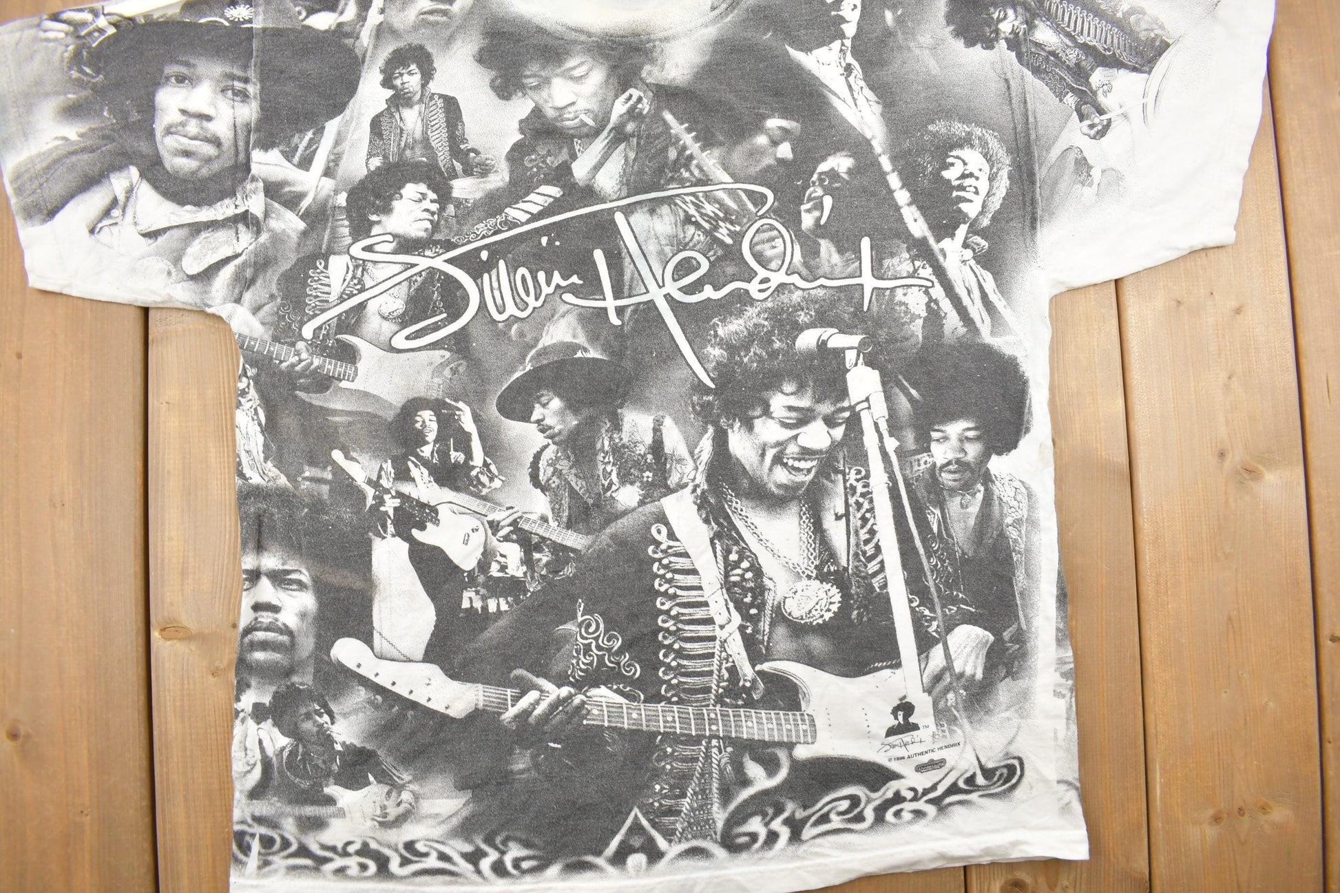 Vintage 1996 Jimi Hendrix All Over Print Band T-shirt from propervintagecanada