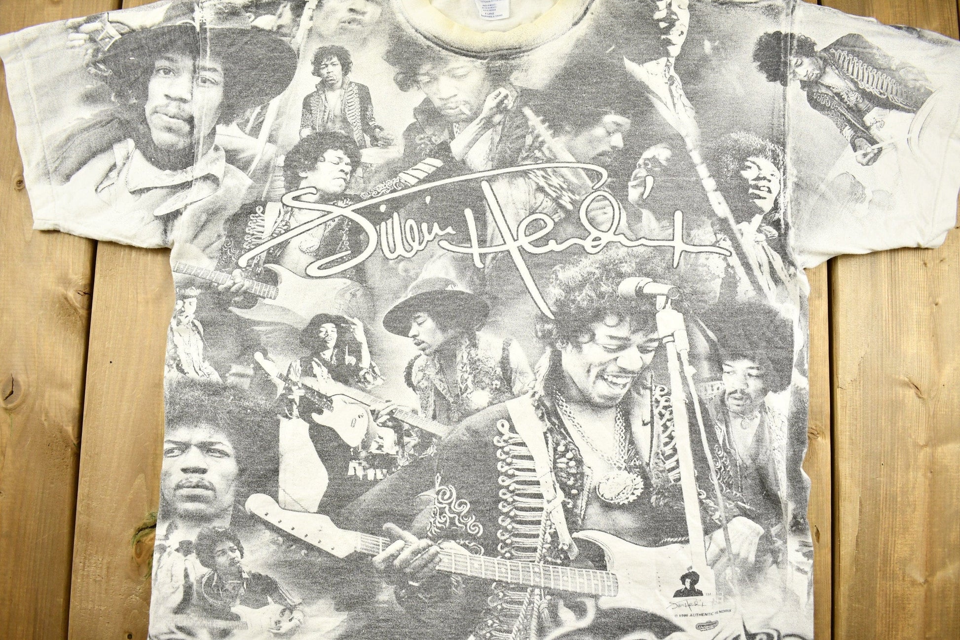 Vintage 1996 Jimi Hendrix All Over Print Band T-shirt from propervintagecanada