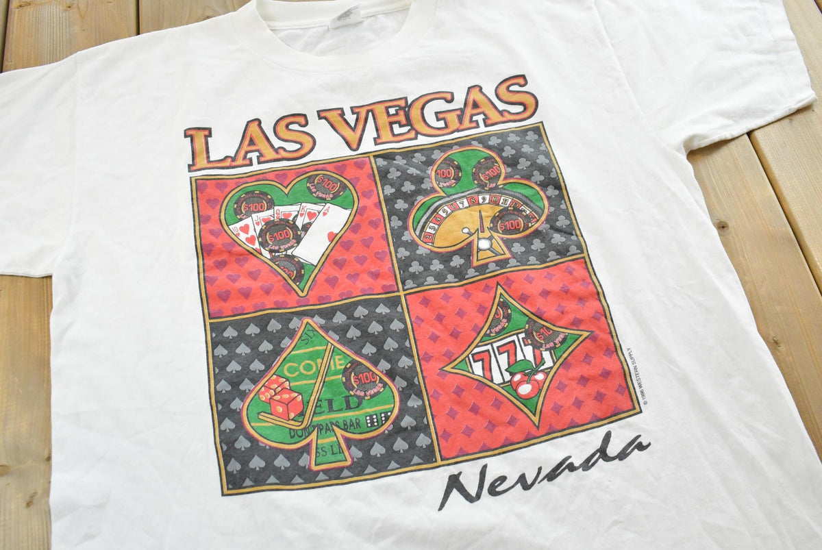 Vintage 1996 Las Vegas Nevada Casino Souvenir Travel T-Shirt Single Stitch Made In USA Mens L from propervintagecanada
