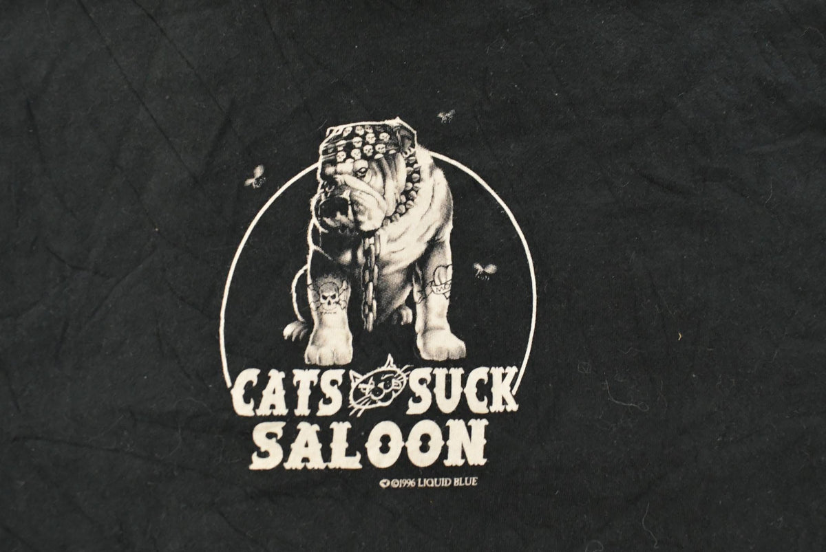 Vintage 1996 Liquid Blue Cats Suck Saloon Graphic T Shirt Men's XL from propervintagecanada