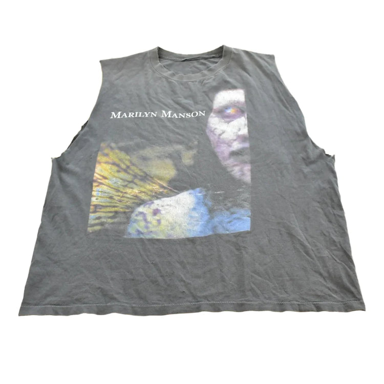 Vintage 1996 Marilyn Manson Antichrist Superstar Cutoff Tank Top T-Shirt Mens XL from propervintagecanada
