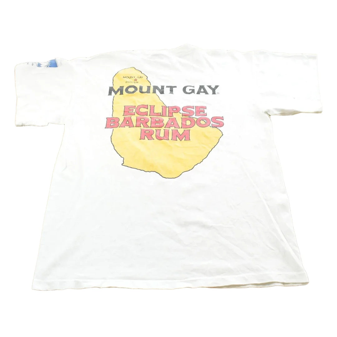 Vintage 1996 Mount Gay Eclipse Barbados Rum Graphic T Shirt Mens L from propervintagecanada