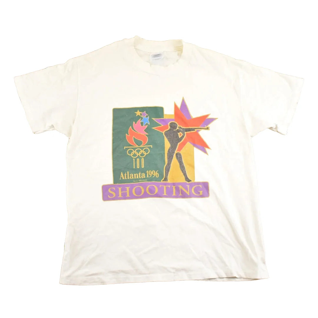 Vintage 1996 Olympics Atlanta Shooting Souvenir Travel T-Shirt Mens M from propervintagecanada