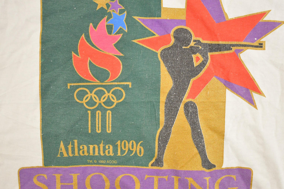 Vintage 1996 Olympics Atlanta Shooting Souvenir Travel T-Shirt Mens M from propervintagecanada