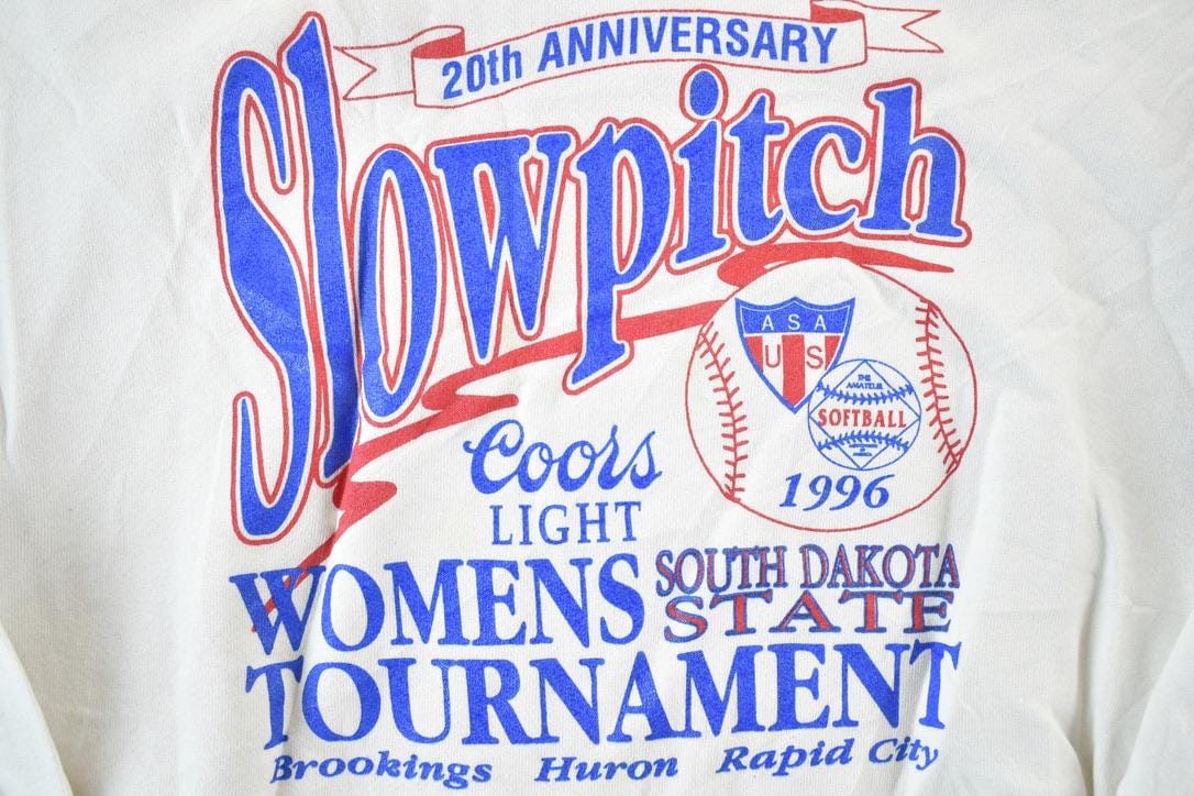 Vintage 1996 Slow Pitch Baseball Beer Crewneck Sweatshirt Mens L Men's Medium from propervintagecanada