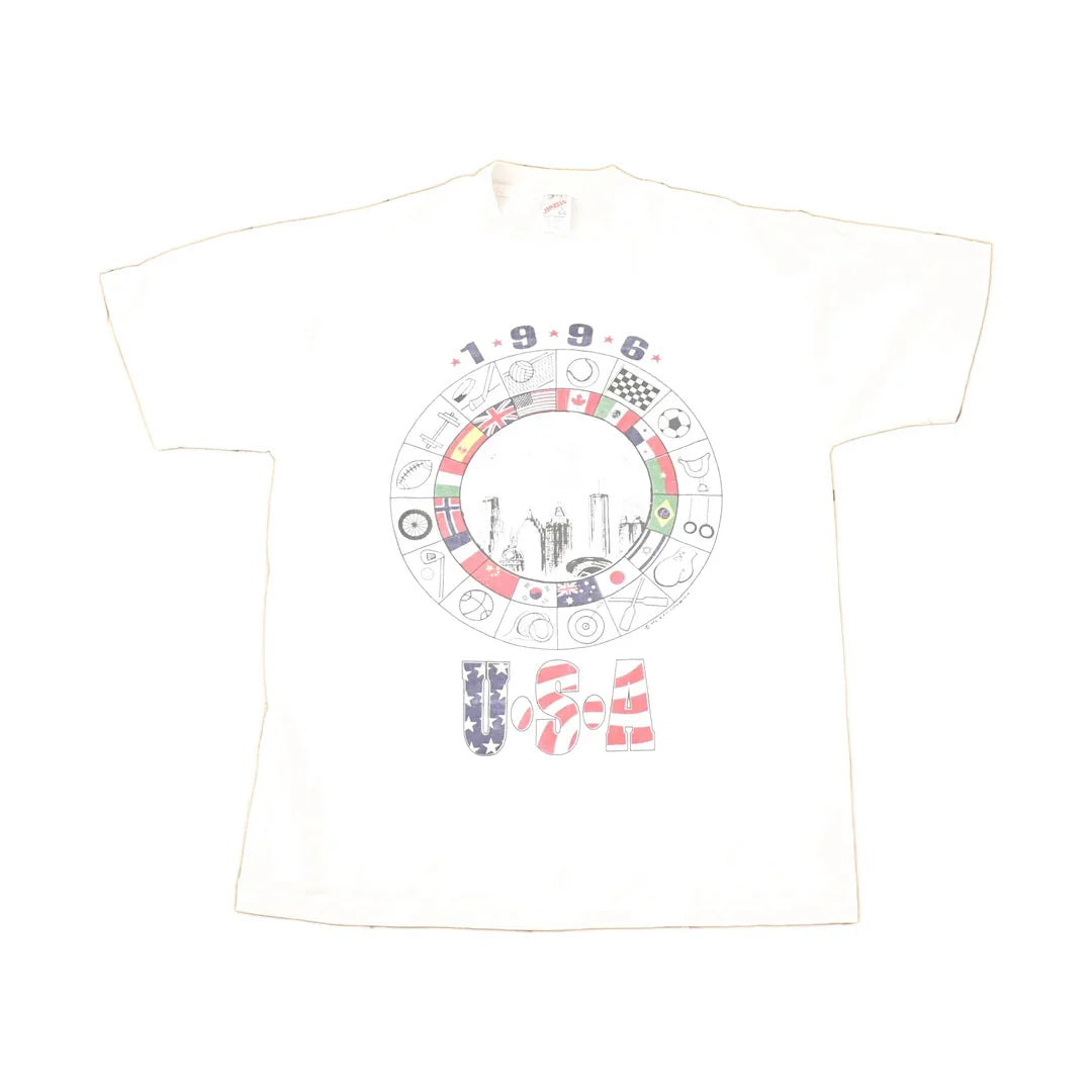Vintage 1996 USA Sportswear Souvenir Travel T-Shirt Men's L from propervintagecanada