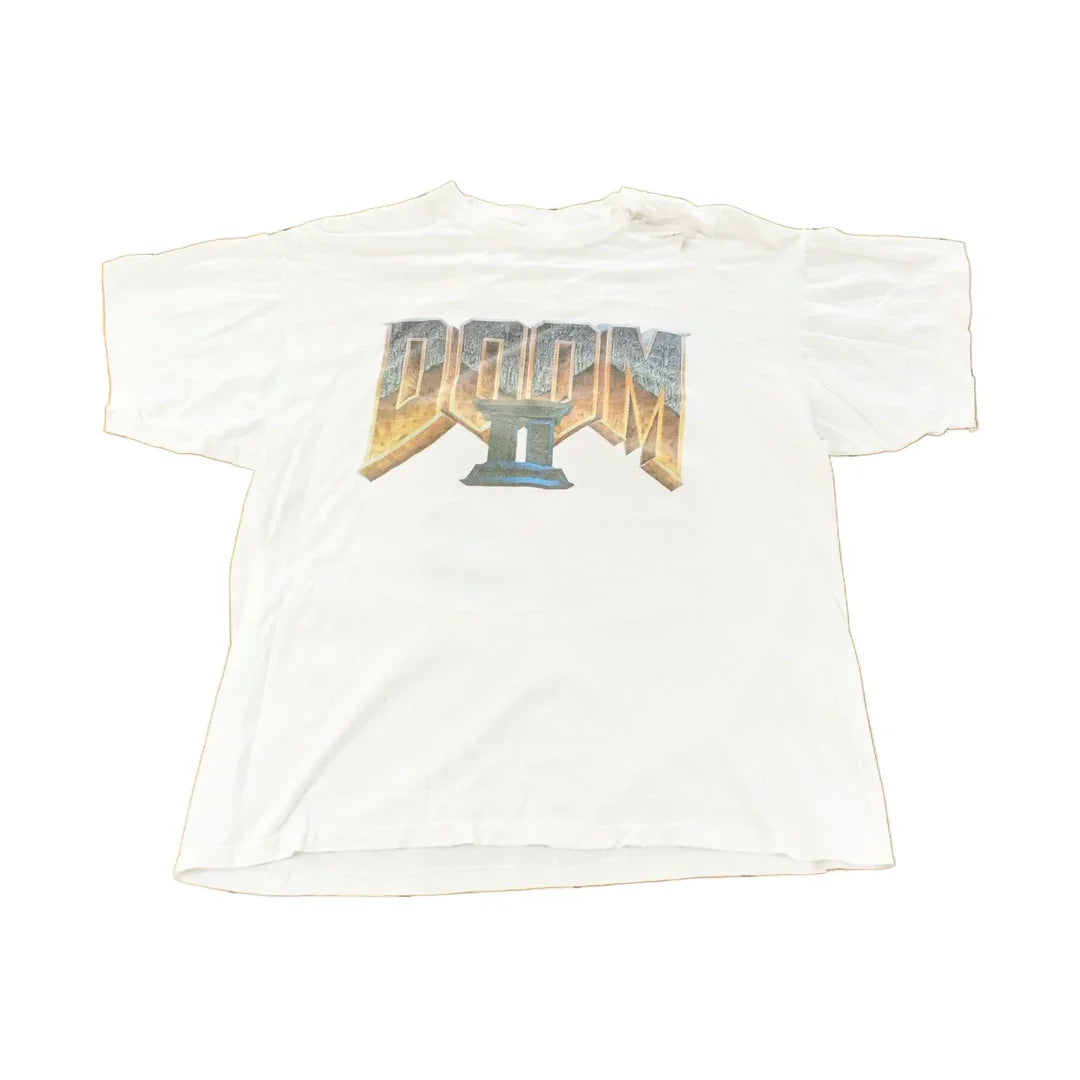 Vintage 1997 Doom II Hell On Earth PC Video Game Promo T-Shirt Men's XL from propervintagecanada