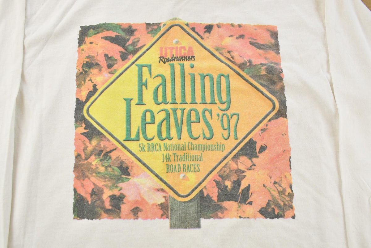 Vintage 1997 Falling Leaves Race Running Long Sleeve T-Shirt Mens Large from propervintagecanada