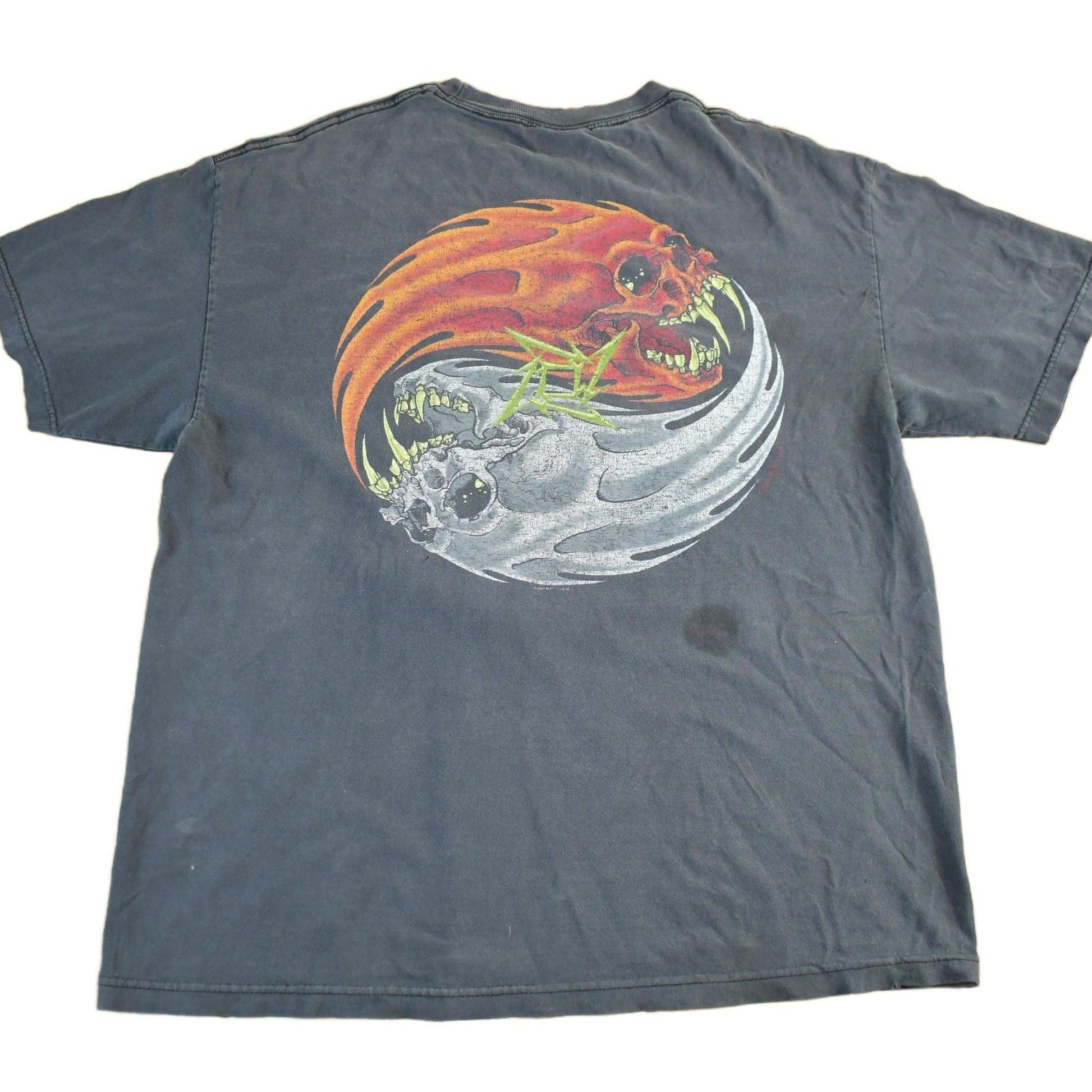 Vintage 1997 Metallica Pushhead Flaming Yin Yang Head Rebel Band T-Shirt Men's XL from propervintagecanada