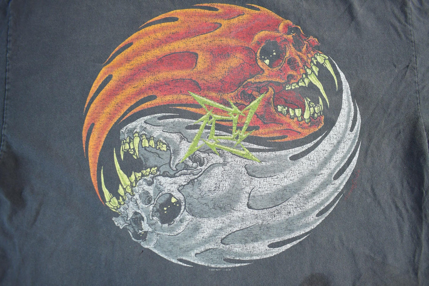 Vintage 1997 Metallica Pushhead Flaming Yin Yang Head Rebel Band T-Shirt Men's XL from propervintagecanada