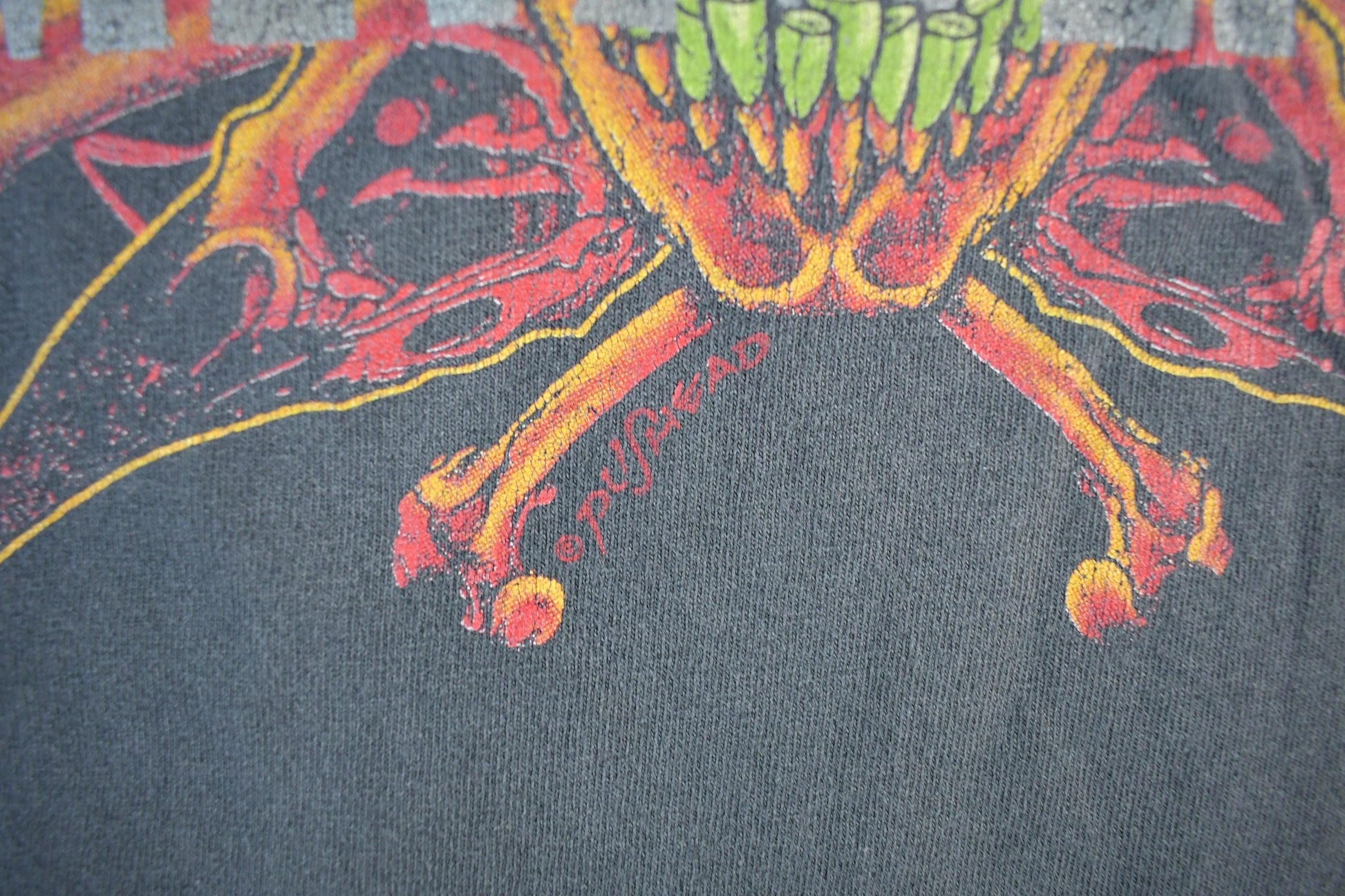 Vintage 1997 Metallica Pushhead Flaming Yin Yang Head Rebel Band T-Shirt Men's XL from propervintagecanada
