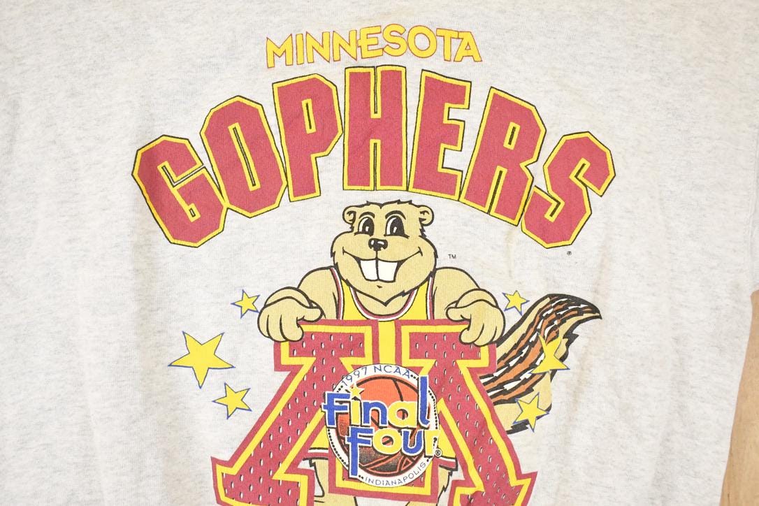 Vintage 1997 Minnesota Gophers Final Four Cartoon University Crewneck Sweater Men's L from propervintagecanada