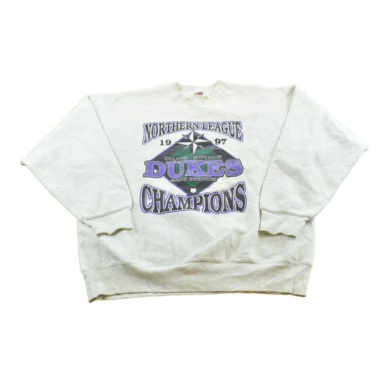 Vintage 1997 Northern League Dukes Champions Crewneck Men's L from propervintagecanada