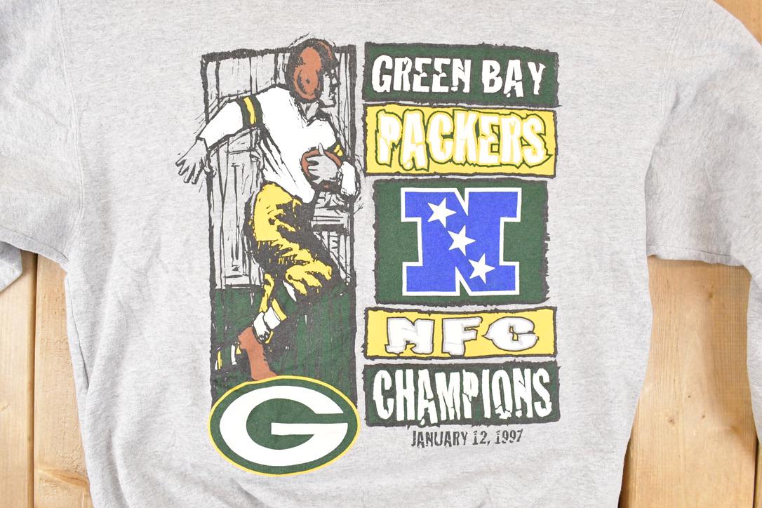 Vintage 1997 Starter Green Bay Packers NFC Championships NFL Crewneck Sweatshirt Mens L from propervintagecanada