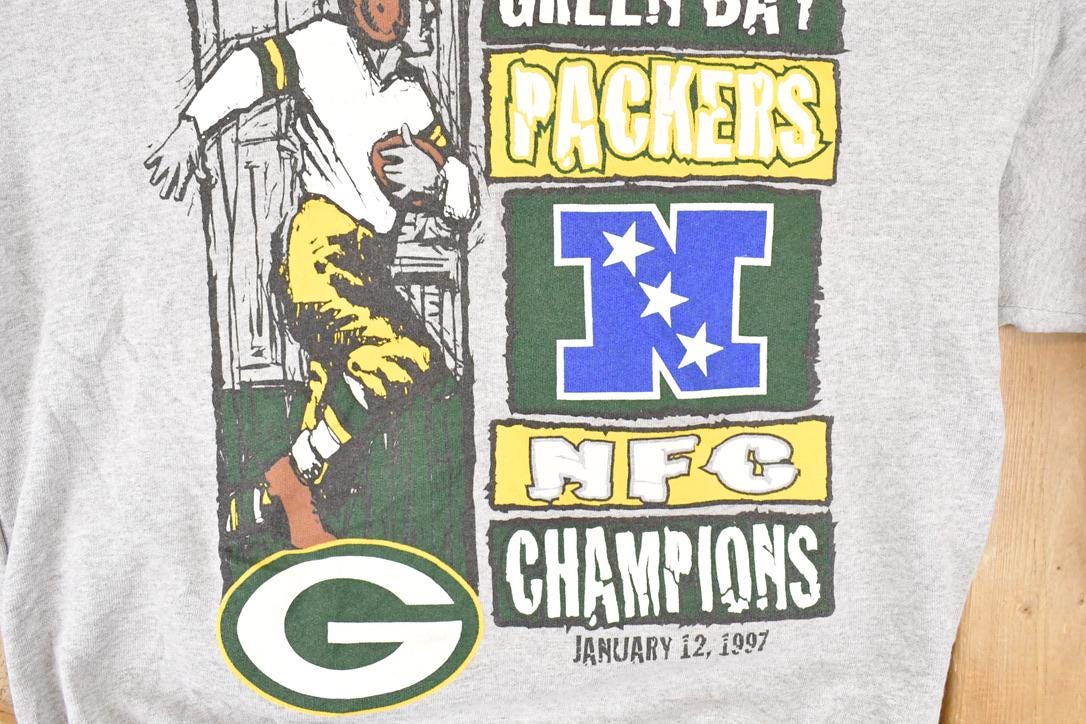 Vintage 1997 Starter Green Bay Packers NFC Championships NFL Crewneck Sweatshirt Mens L from propervintagecanada