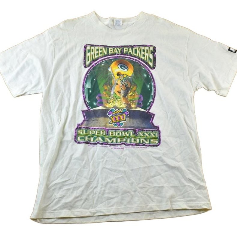 Vintage 1997 Starter Green Bay Packers Super Bowl xxxi Champions NFL Graphic T-ShirtMen's XL