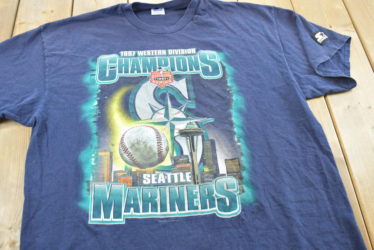 Vintage 1997 Starter Seattle Mariners Western Division Champions MLB Graphic T-Shirt Mens XL from propervintagecanada