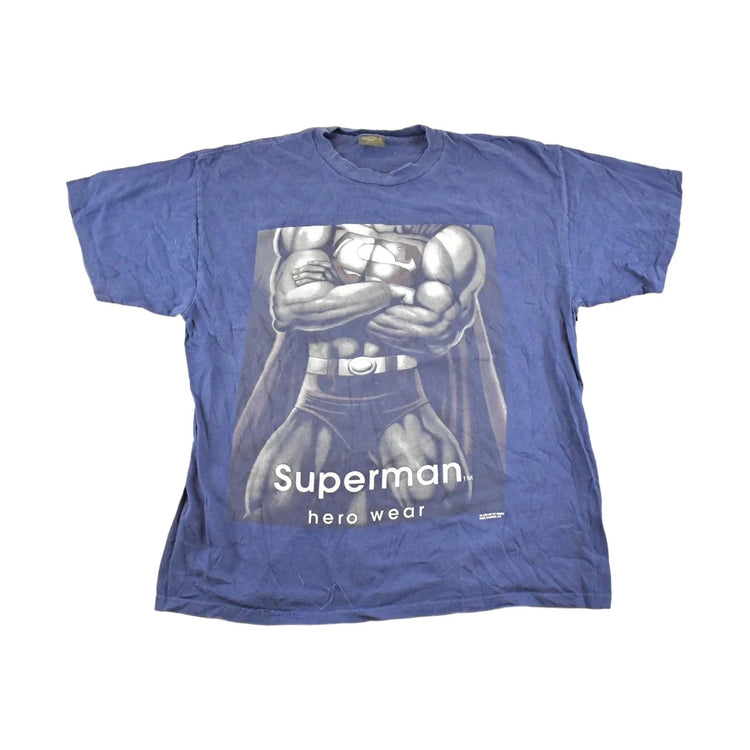 Vintage 1997 Superman Hero Wear Souvenir Warner Brothers T-Shirt Mens L from propervintagecanada