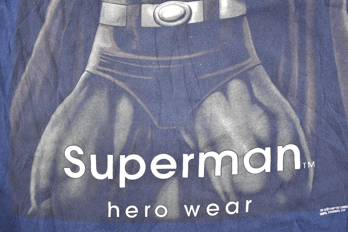 Vintage 1997 Superman Hero Wear Souvenir Warner Brothers T-Shirt Mens L from propervintagecanada