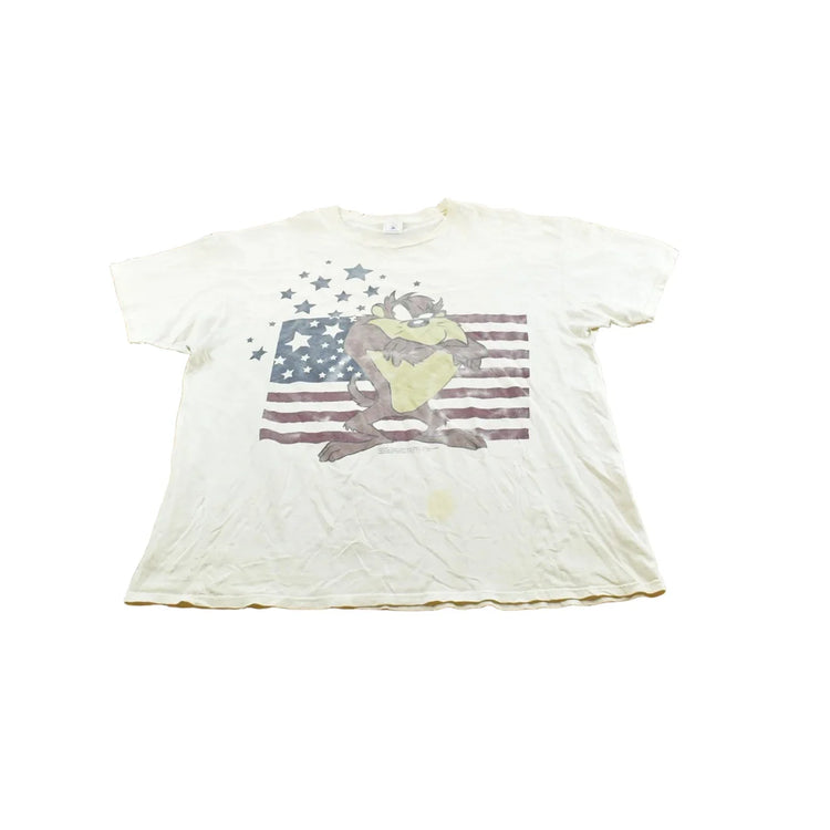 Vintage 1997 Tasmanian Devil American Flag Taz T-Shirt Men's L from propervintagecanada