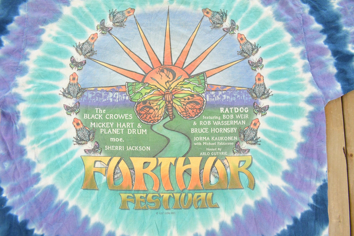 Vintage 1997 The Grateful Dead Further Festival Liquid Blue Graphic T-Shirt Men's XL from propervintagecanada