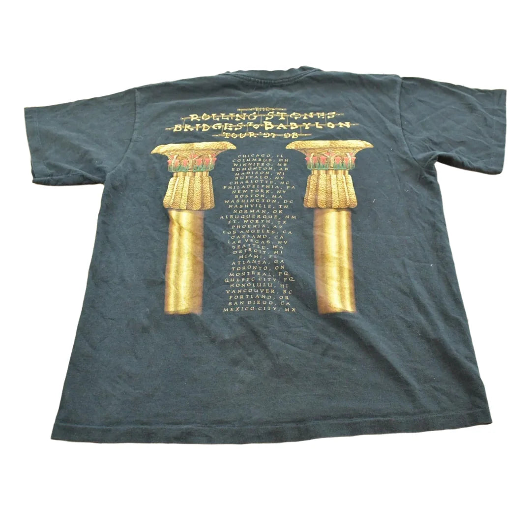 Vintage 1997 The Rolling Stones Bridges To Babylon Tour Band T-shirt Mens L from propervintagecanada