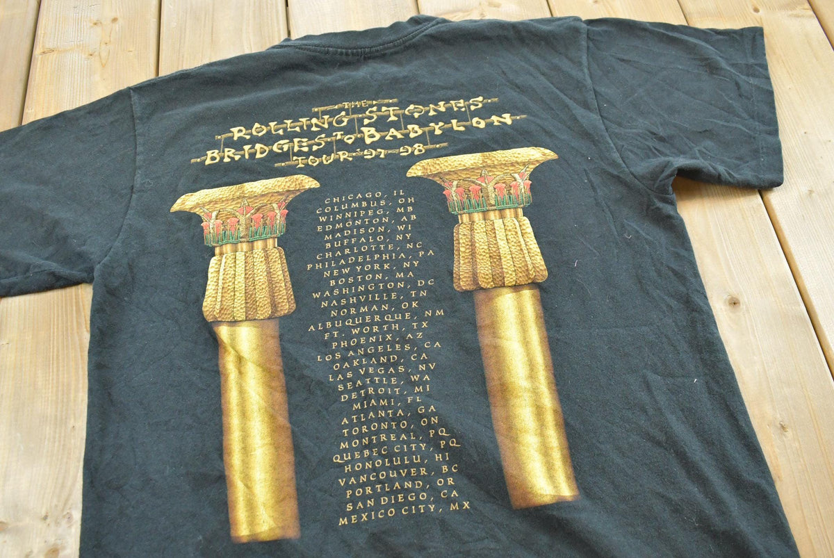 Vintage 1997 The Rolling Stones Bridges To Babylon Tour Band T-shirt Mens L from propervintagecanada
