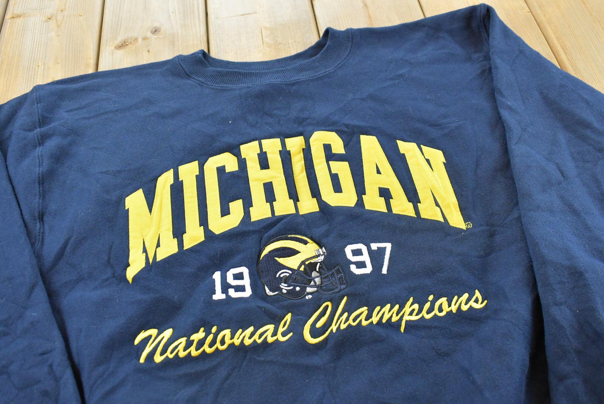 Vintage 1997 University of Michigan National Champions Champion Reverse Weave Crewneck Sweatshirt Men's XL / 90s Streetwear NCAA Collegiate from propervintagecanada
